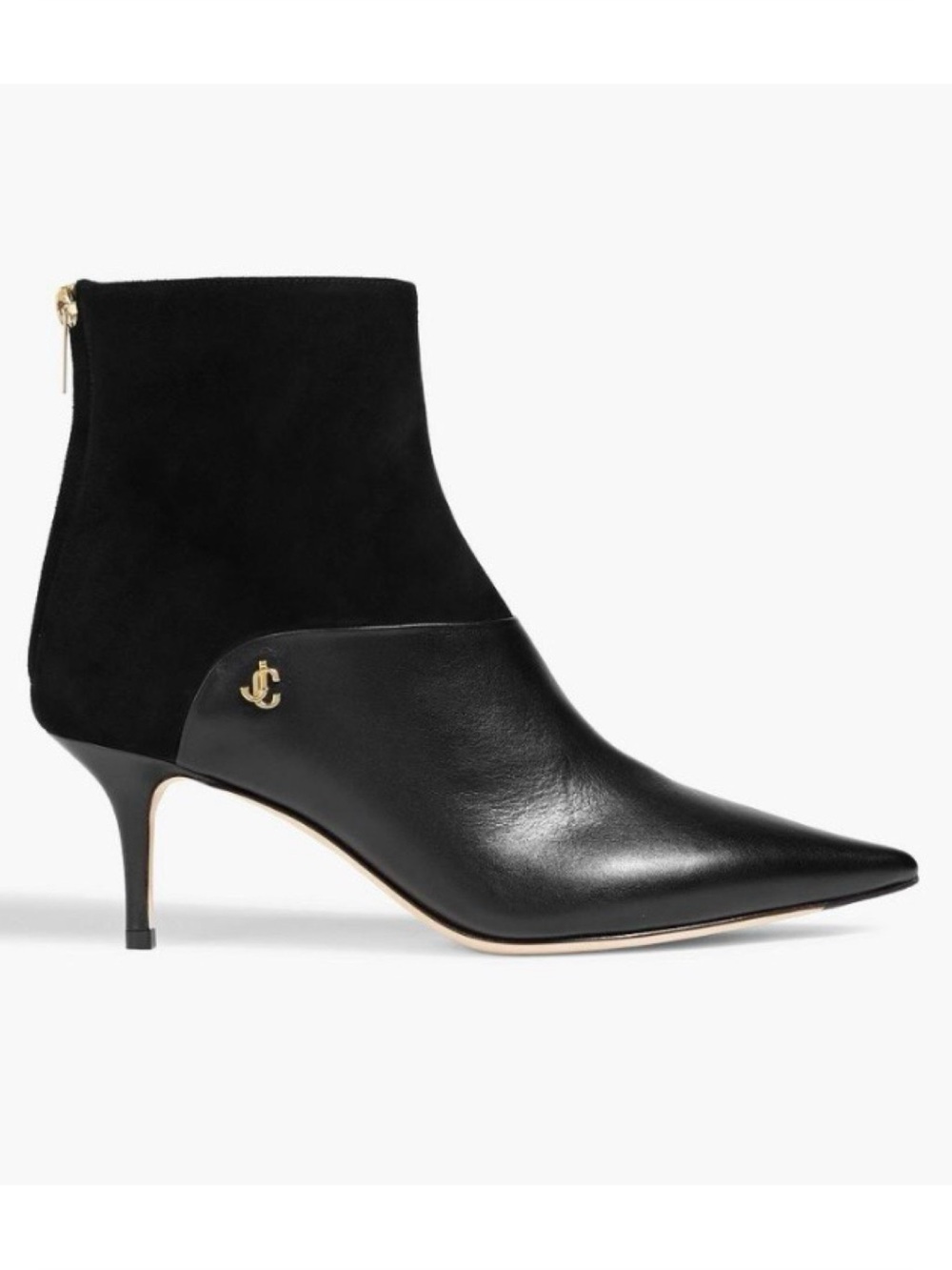 Jimmy Choo Beyla 85 Leather Suede Pointed Toe Ankle Boots 38.5